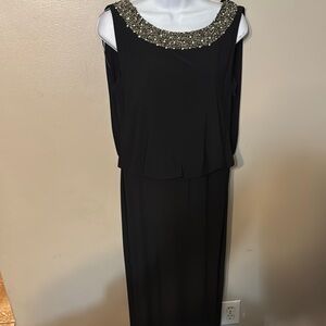 Women R&M Elegant Black Dress with Embellished Neckline size 6